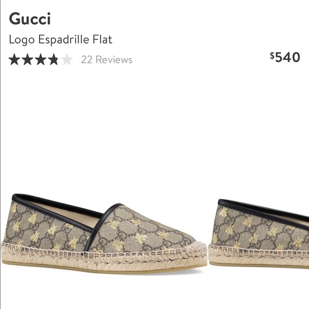 NWT Gucci Logo Espadrille Flat